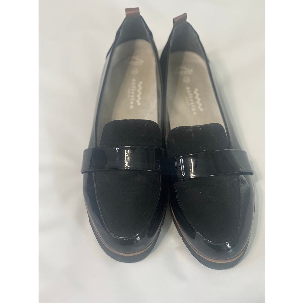 Dr Scholl's Webster platform patent leather & suede loafer, size EU 40 US 9/9.5